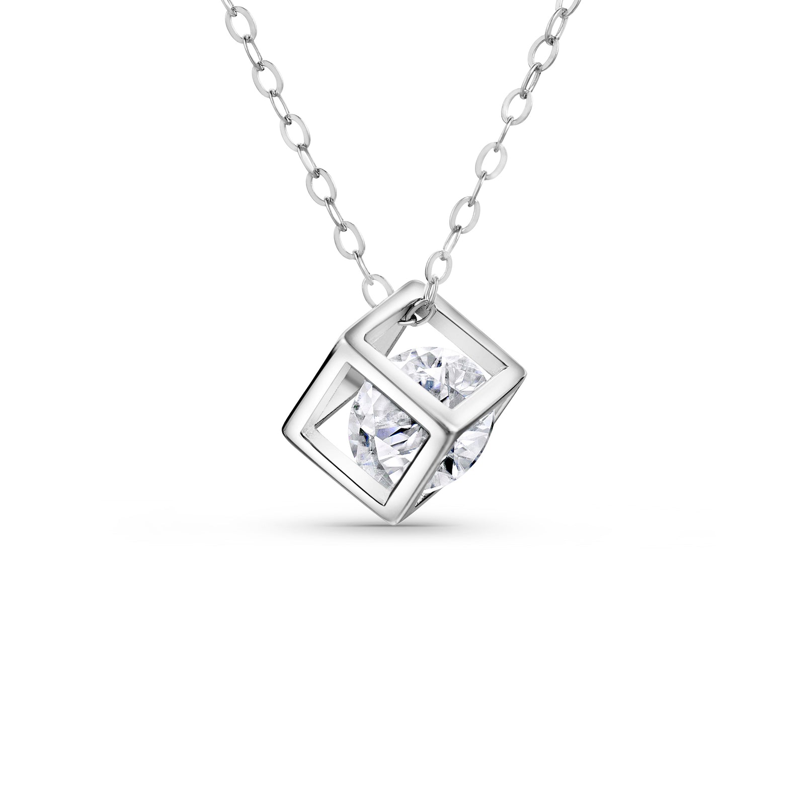 Gilded Collection Diamond Shape Pendant 6MM W/ CZs 16