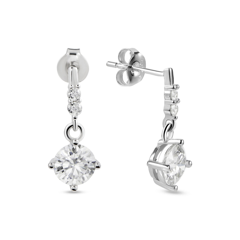 Emilia Moissanite Earrings - Total 1.8 Carat DEF-color Gemstone