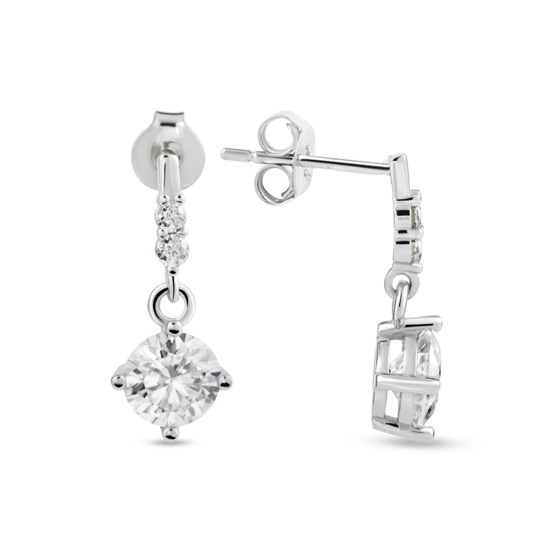 Emilia Moissanite Earrings - Total 1.8 Carat DEF-color Gemstone