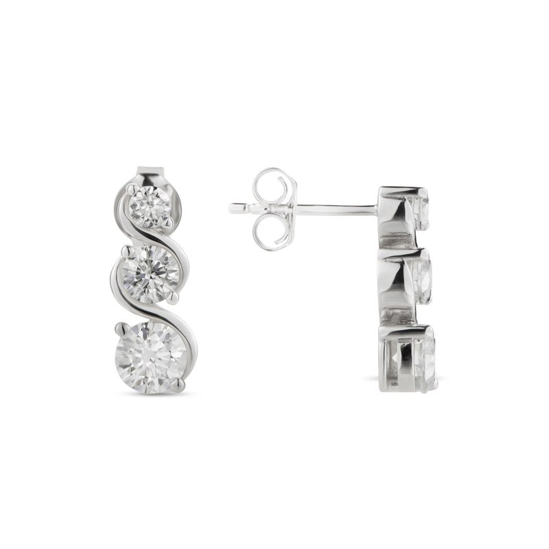 Nola Moissanite Earrings - Total 1.53 Carat DEF-color Gemstone